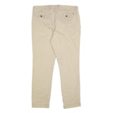 TOMMY HILFIGER Mens Slim Beige Cotton Blend Trousers W34 L30 Casual Zip
