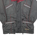 CRAZY WAVE Mens Grey & Burgundy Zip Jacket M Polyester Blend Plain Casual