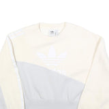 ADIDAS Womens Cream & Grey Sweatshirt Crew Neck UK 12 Cotton Blend Casual