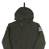 HELVETICA Mens Green Hooded Zip Jacket S Polyester Blend Plain Winter Utility