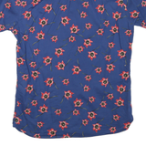 SELECTED HOMME Mens Blue Floral Short Sleeve Cotton Blend Shirt M Summer Casual