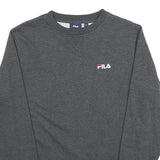 FILA Mens Grey S Crew Neck Sweatshirt Cotton Blend Pullover Casual