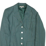 AUTHENTIC Womens Green Linen Blend Jacket XS Button Closure Plain Classic Fit