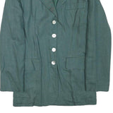 AUTHENTIC Womens Green Linen Blend Jacket XS Button Closure Plain Classic Fit