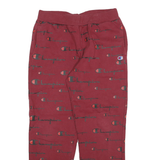 CHAMPION Womens Joggers Red & Black All Over Logo Slim Tapered XL W30 L28