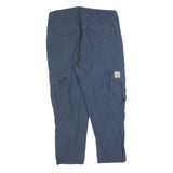 CARHARTT Mens Slim Blue Cargo Trousers W34 L26 Casual Workwear Zip Closure