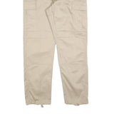 NORMANI Mens Regular Fit Beige Cargo Trousers W36 L32 Cotton Blend Zip Pocketed
