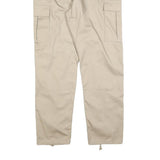 NORMANI Mens Regular Fit Beige Cargo Trousers W36 L32 Cotton Blend Zip Pocketed
