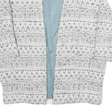 Womens White Black Pattern Cotton Blend Casual XL Woven Jacket Relaxed Fit