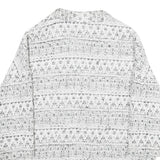 Womens White Black Pattern Cotton Blend Casual XL Woven Jacket Relaxed Fit