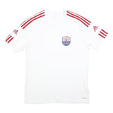 ADIDAS Mens White & Red Graphic T-Shirt L Short Sleeve Crew Neck Sports