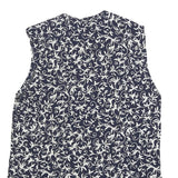 DAVINA Womens Navy Blue & White Printed Sleeveless Cotton Blend Day Dress UK S
