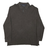 NAUTICA Mens Brown Long Sleeve Plain 2XL Cotton Blend Polo Shirt Classic Fit