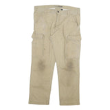 CARHARTT Mens Jeans Beige Relaxed Straight Cotton Blend W36 L30 Workwear Cargo