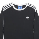 ADIDAS Womens Black & White Long Sleeve T-Shirt UK 16 Crew Neck Sports