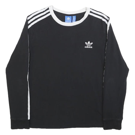 ADIDAS Womens Black & White Long Sleeve T-Shirt UK 16 Crew Neck Sports