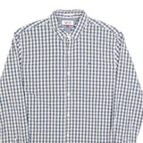 TOMMY HILFIGER Mens Blue & White Check Shirt L Classic Cotton Blend Casual