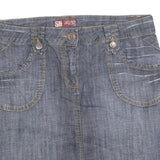 SB DENIM Womens Blue Cotton Blend Denim Mini Skirt Button Closure Casual Style M