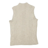 ESSENTIALS Womens Cream Sleeveless Round Neck Ribbed Top S Lightweight Knit