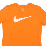 NIKE Womens Orange Cotton Blend T-Shirt L Short Sleeve Crew Neck Sport Style