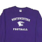 GILDAN Mens Purple Northwestern Football Long Sleeve Crew Neck T-Shirt L Cotton