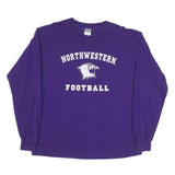 GILDAN Mens Purple Northwestern Football Long Sleeve Crew Neck T-Shirt L Cotton