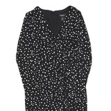 DKNY Womens Black & White Polka Dot Day Dress Polyester Blend Long Sleeve Knee