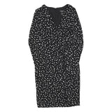 DKNY Womens Black & White Polka Dot Day Dress Polyester Blend Long Sleeve Knee
