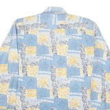BREMO Mens Blue & Yellow Patterned Shirt XL Stylish Cotton Blend Long Sleeve
