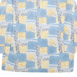 BREMO Mens Blue & Yellow Patterned Shirt XL Stylish Cotton Blend Long Sleeve