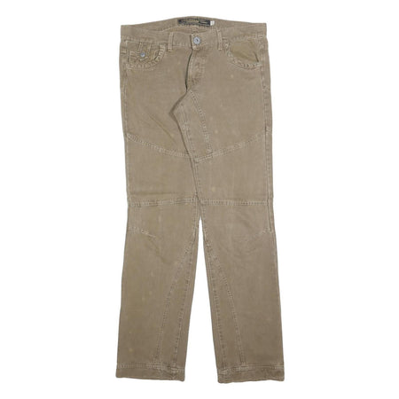 IMERPIAL Mens Cotton Blend Beige Regular Fit Straight Leg Trousers W36 L36