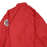 Mens Red Lightweight Nylon Button Jacket L Plain Casual Outerwear