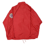 Mens Red Lightweight Nylon Button Jacket L Plain Casual Outerwear