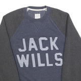 JACK WILLS Mens Blue & Grey Crew Neck XS Cotton Blend Sweatshirt Pullover
