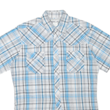 WRANGLER Mens Blue & Grey Check Short Sleeve Shirt M Casual Western Summer
