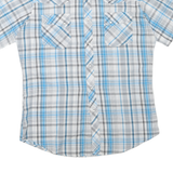 WRANGLER Mens Blue & Grey Check Short Sleeve Shirt M Casual Western Summer