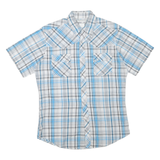 WRANGLER Mens Blue & Grey Check Short Sleeve Shirt M Casual Western Summer