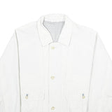 Mens White Polyester Blend Classic Jacket XL Zip Plain Button Collar Pocket