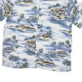CROFT & BARROW Mens Blue Rayon Hawaiian Shirt L Tropical Island Beach Print