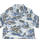 CROFT & BARROW Mens Blue Rayon Hawaiian Shirt L Tropical Island Beach Print