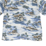 CROFT & BARROW Mens Blue Rayon Hawaiian Shirt L Tropical Island Beach Print