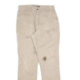 CARHARTT Mens Cotton Blend Beige Relaxed Straight Trousers W32 L34 Workwear
