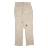 CARHARTT Mens Cotton Blend Beige Relaxed Straight Trousers W32 L34 Workwear