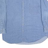 CINTAS Mens Blue Worker Shirt XL Cotton Relaxed Fit Button Up Long Sleeve