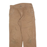 DICKIES Mens Cotton Blend Beige Regular Fit Straight Leg Trousers W33 L34