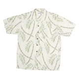 CHEROKEE Mens Cream & Green Printed Cotton Shirt M Casual Summer Short Sleeve