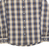 TOMMY JEANS Mens Blue Beige Check Shirt L Long Sleeve Cotton Blend Casual Shirt
