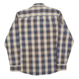 TOMMY JEANS Mens Blue Beige Check Shirt L Long Sleeve Cotton Blend Casual Shirt