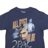 2PAC Mens Navy Blue All Eyez On Me Graphic T-Shirt L Short Sleeve Crew Neck