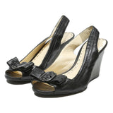 COACH Leather Womens Wedge Shoes Black UK 4.5 Comfort Stylish Dressy